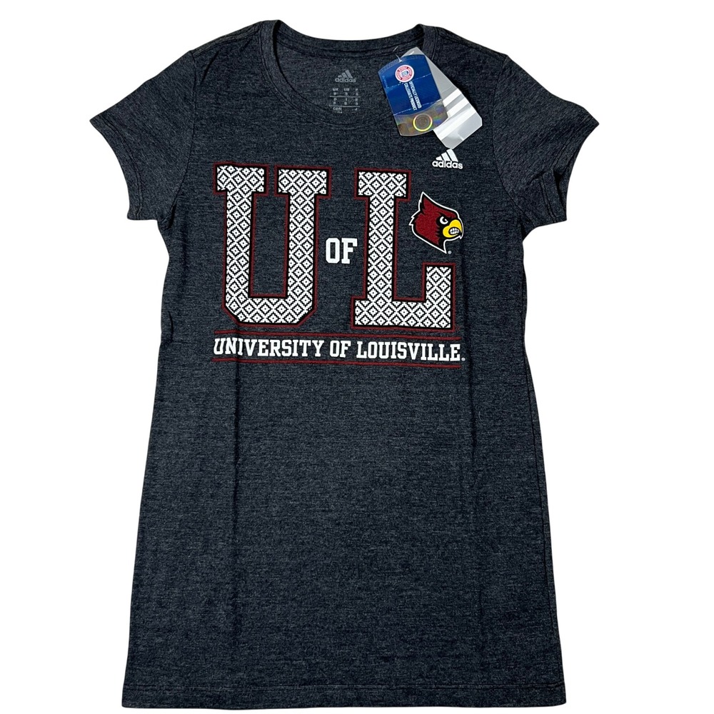 Adidas University of Louisville Cardinals Womens Small T-Shirt Gray NWT